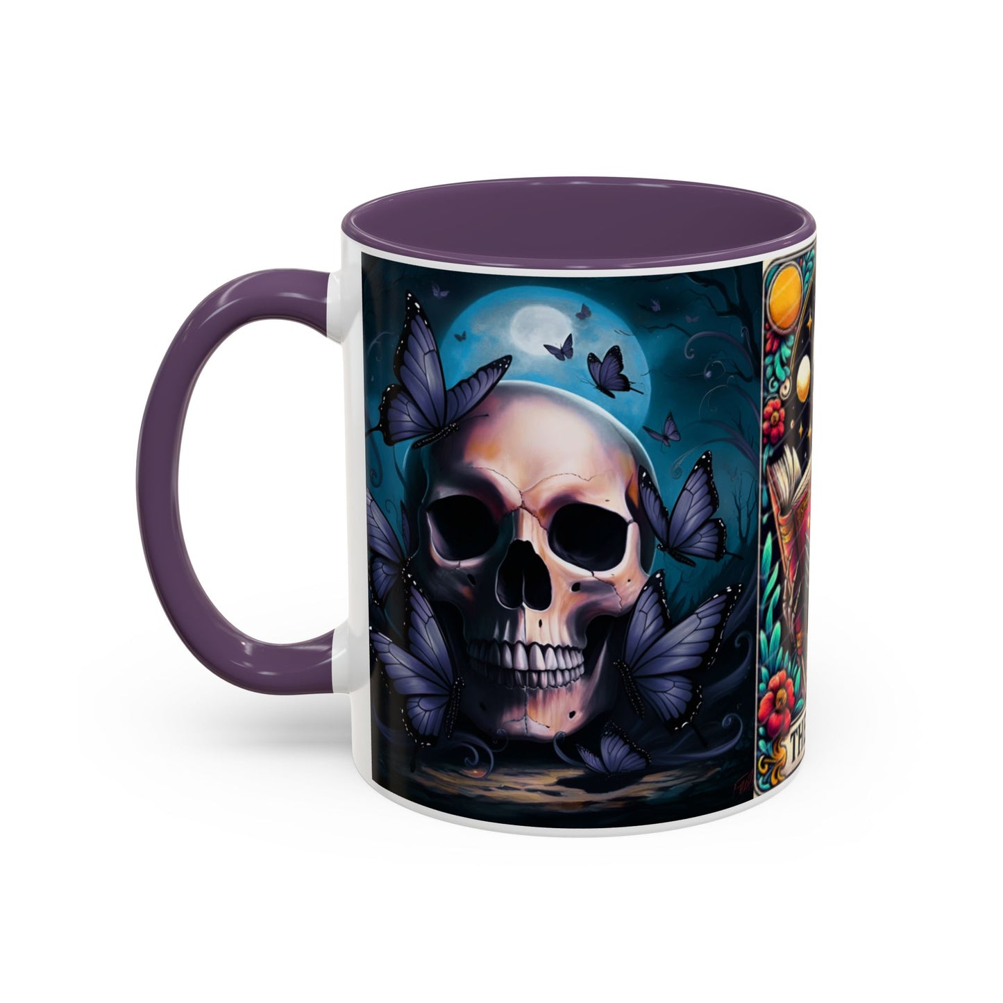 Skull and Butterfly Accent Mug - Great for Readers, Book Lovers, Halloween Decor, Gothic Gifts, Cozy Atmosphere