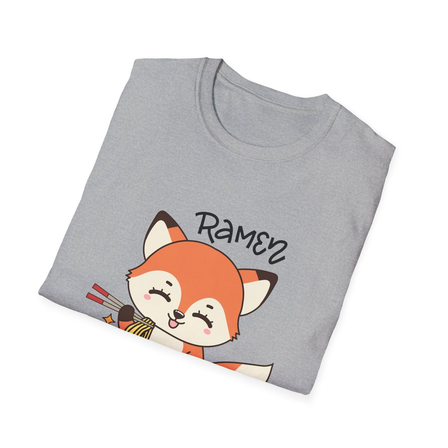 Cute Ramen Fox Unisex T-Shirt, Funny Foodie Shirt, Gift for Ramen Lovers, Cartoon Animal Tee, Casual Everyday Wear