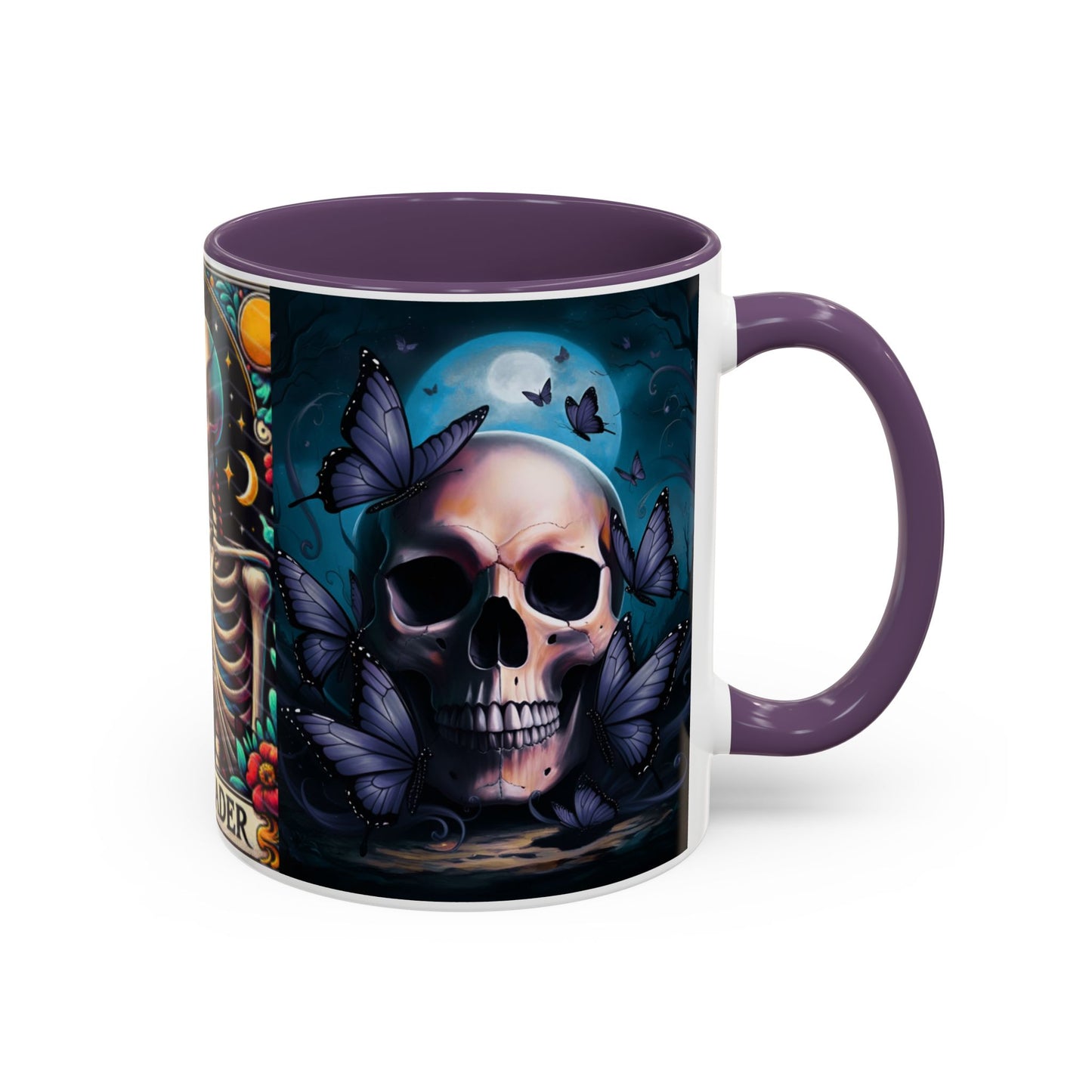 Skull and Butterfly Accent Mug - Great for Readers, Book Lovers, Halloween Decor, Gothic Gifts, Cozy Atmosphere
