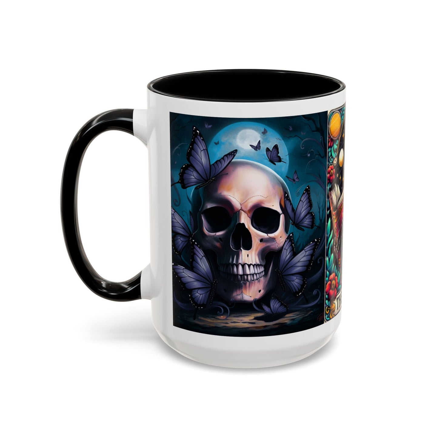 Skull and Butterfly Accent Mug - Great for Readers, Book Lovers, Halloween Decor, Gothic Gifts, Cozy Atmosphere