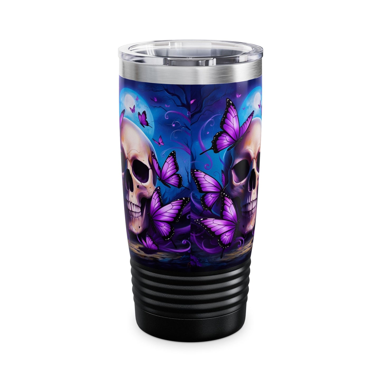 Skull & Butterfly Tumbler, 20oz | Unique Travel Mug for Halloween, Gift for Goth Lovers, Reusable Insulated Coffee Cup