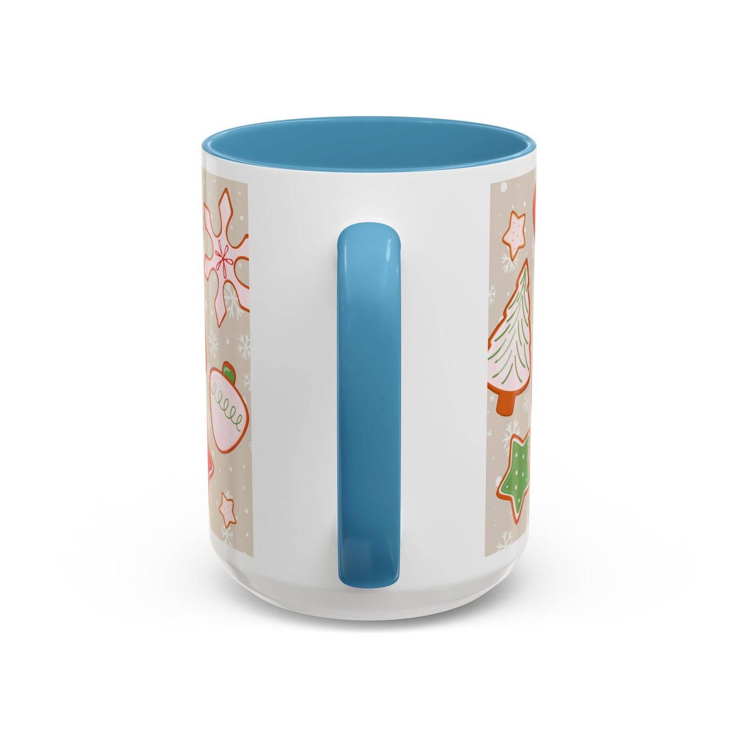 Holiday Cookie Pattern Accent Coffee Mug — Christmas Gingerbread & Ornaments (11/15oz)