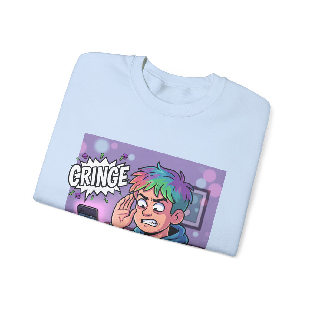 Cringe Reaction Cartoon Boy Sweatshirt | Funny Phone Call Illustration