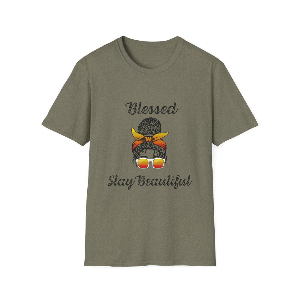 Blessed Stay Beautiful T-Shirt | Messy Bun Bandana Sunglasses