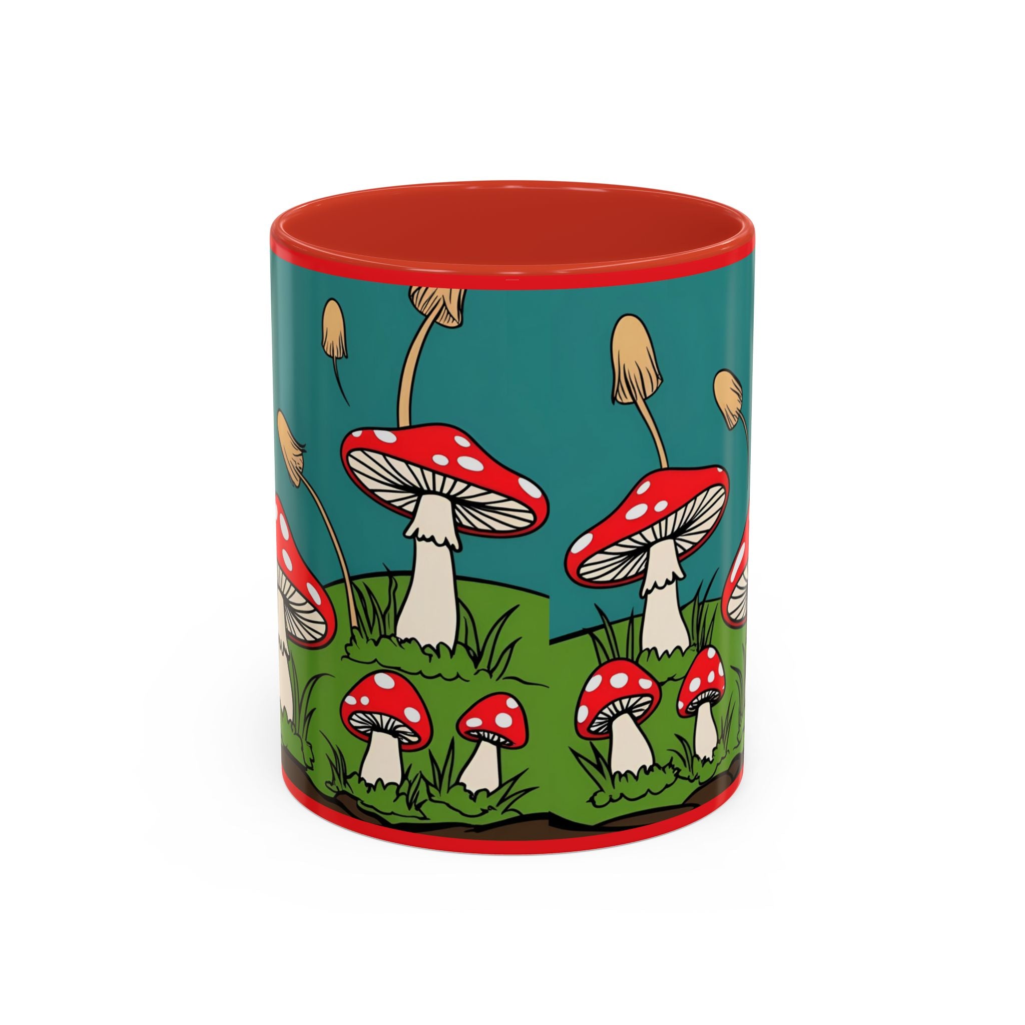 Mushroom Coffee Mug Red Toadstool Ceramic Cup Forest Accent