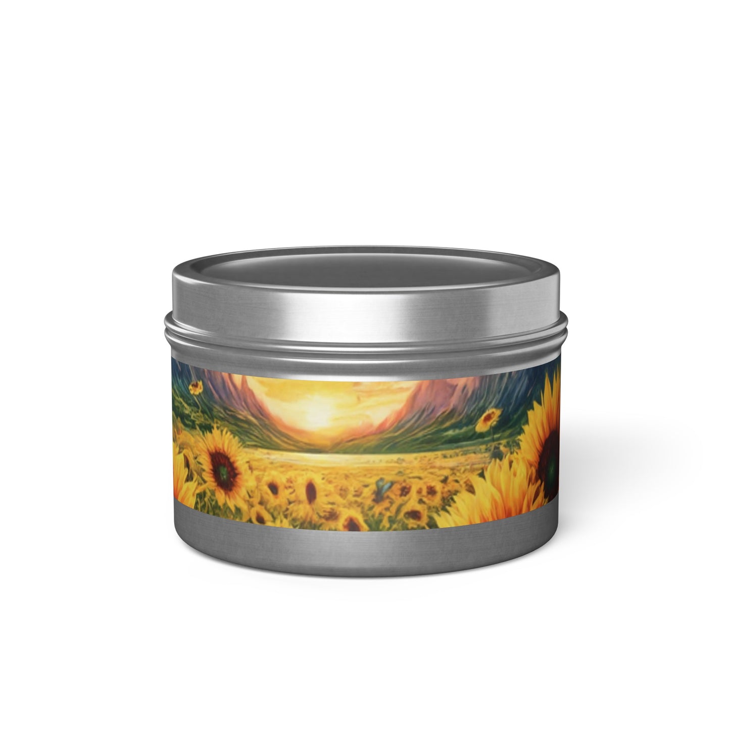 Beautiful Scented Sunflower Design Tin Candles