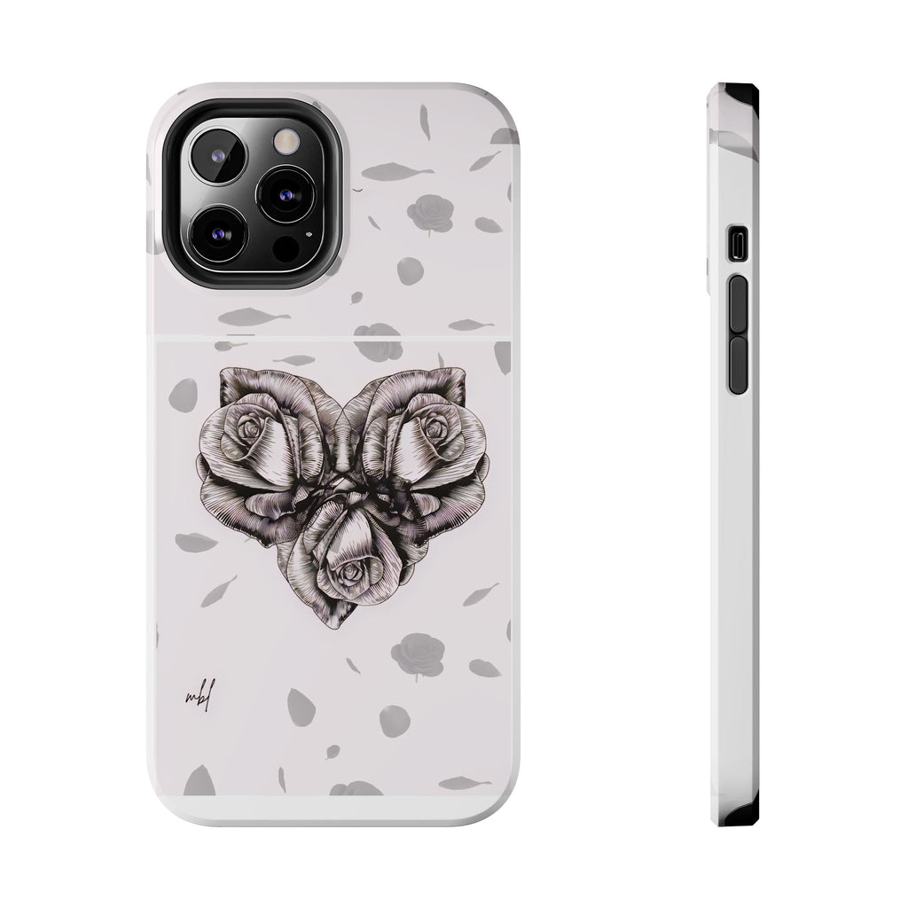 IPhone Phone Case Artistic Floral Tough Phone Cases - Heart Rose Design