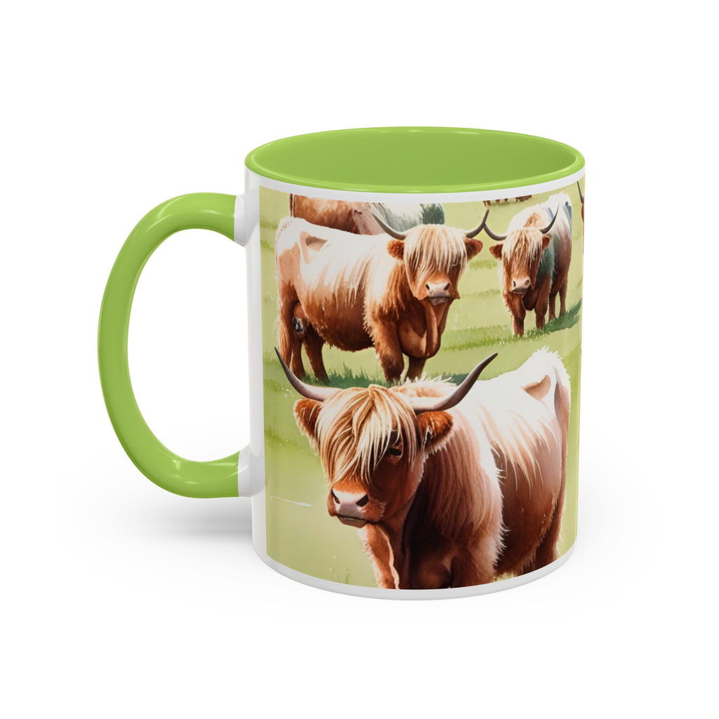 Highland Cow Accent Coffee Mug — Cute Rustic Cattle Farm Design (11/15 oz)
