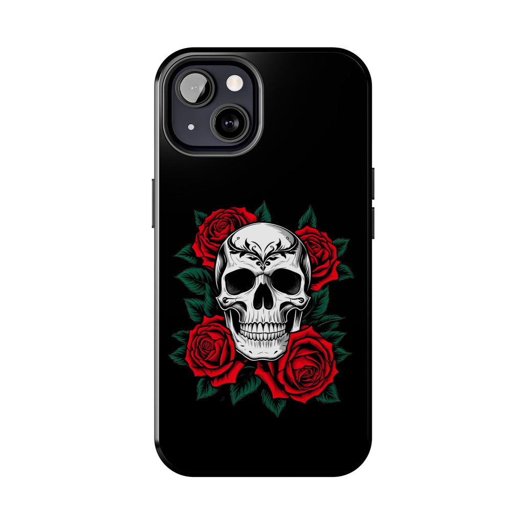 Skull and Roses Tough Phone Case — Durable Protective iPhone Cover with Vibrant Wing Design