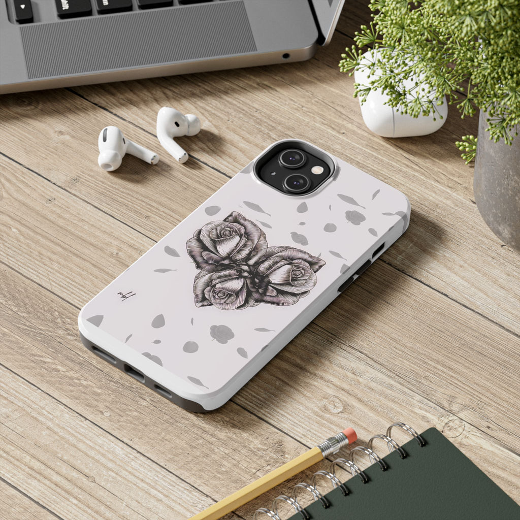 IPhone Phone Case Artistic Floral Tough Phone Cases - Heart Rose Design