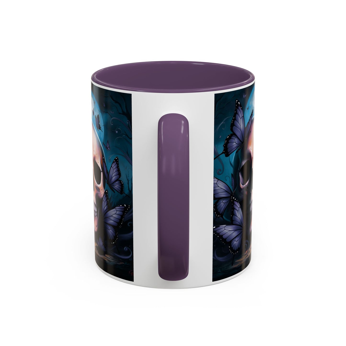 Skull and Butterfly Accent Mug - Great for Readers, Book Lovers, Halloween Decor, Gothic Gifts, Cozy Atmosphere