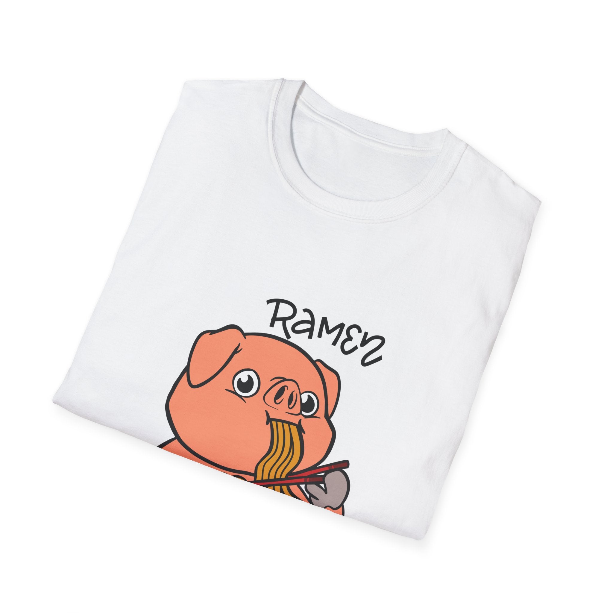 Cute Ramen Pig T-Shirt, Graphic Tee for Foodies, Funny Shirt Gift for Ramen Lovers, Casual Wear, Unique Animal Design