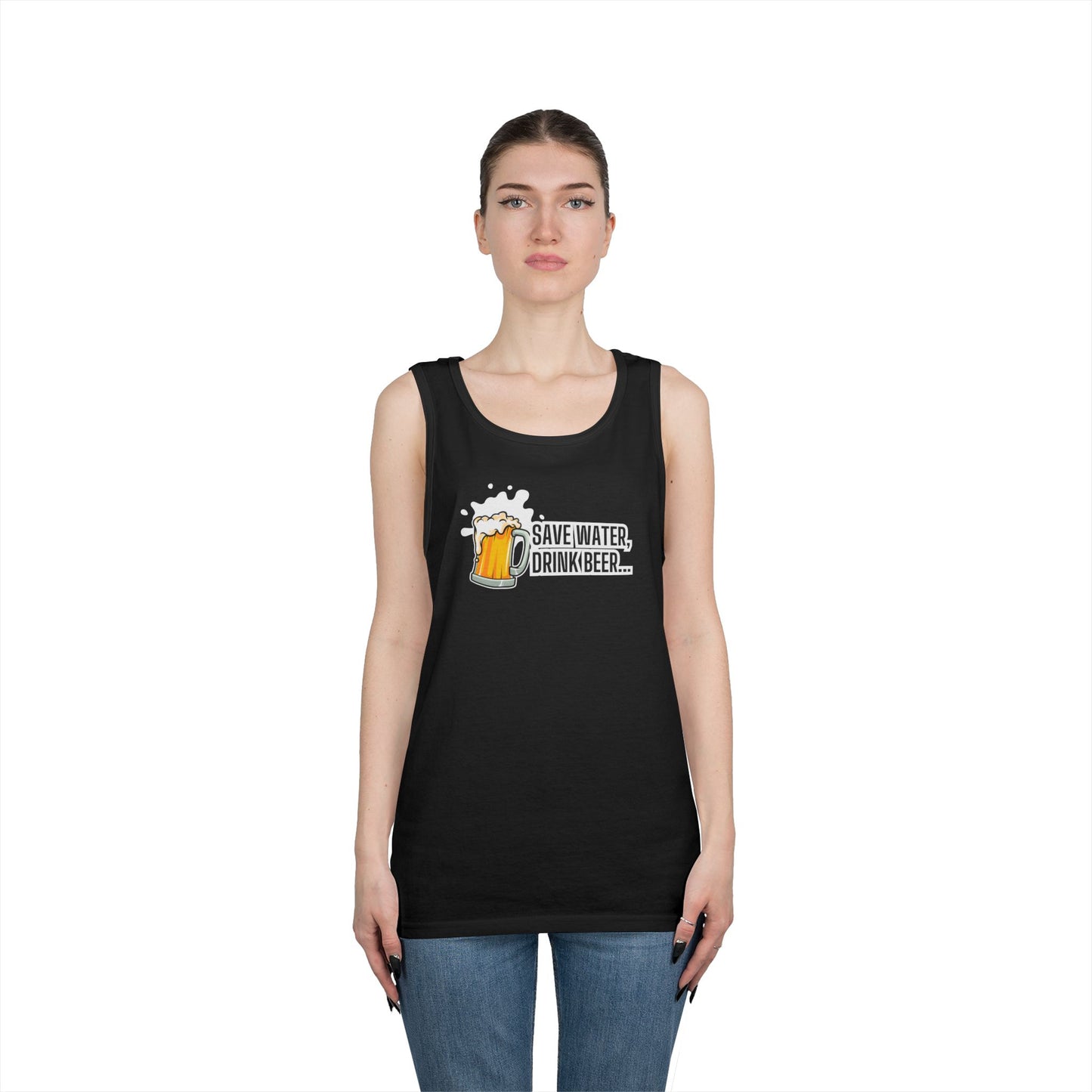 Save Water Drink Beer Tank Top — Funny Beer Mug Graphic Sleeveless Shirt