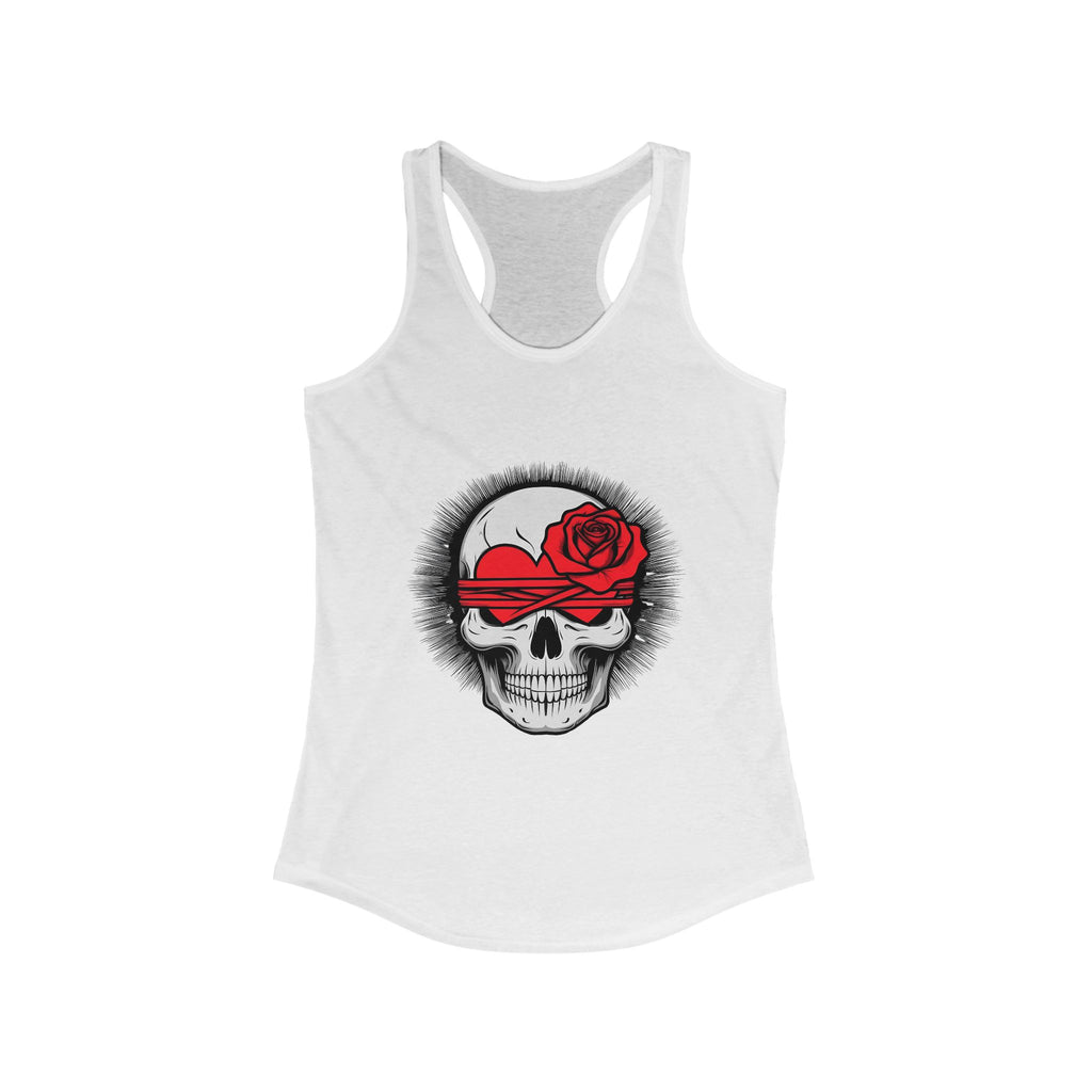 Edgy Skull & Rose Racerback Tank, Perfect for Gym, Summer Outfits, Gifts for Her, Festival Wear, Casual Style