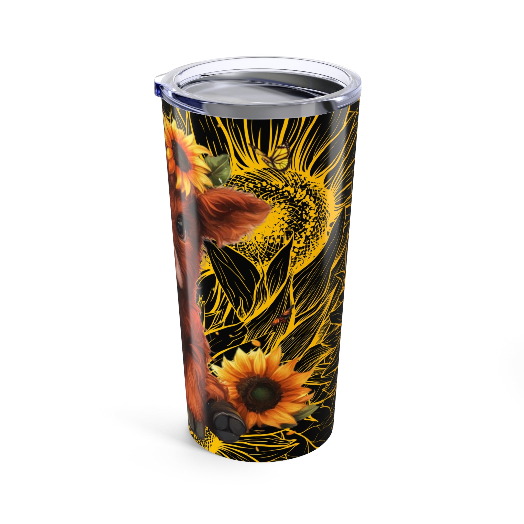 Highland Cow Tumbler 20oz Sunflower Insulated Stainless Travel Cup