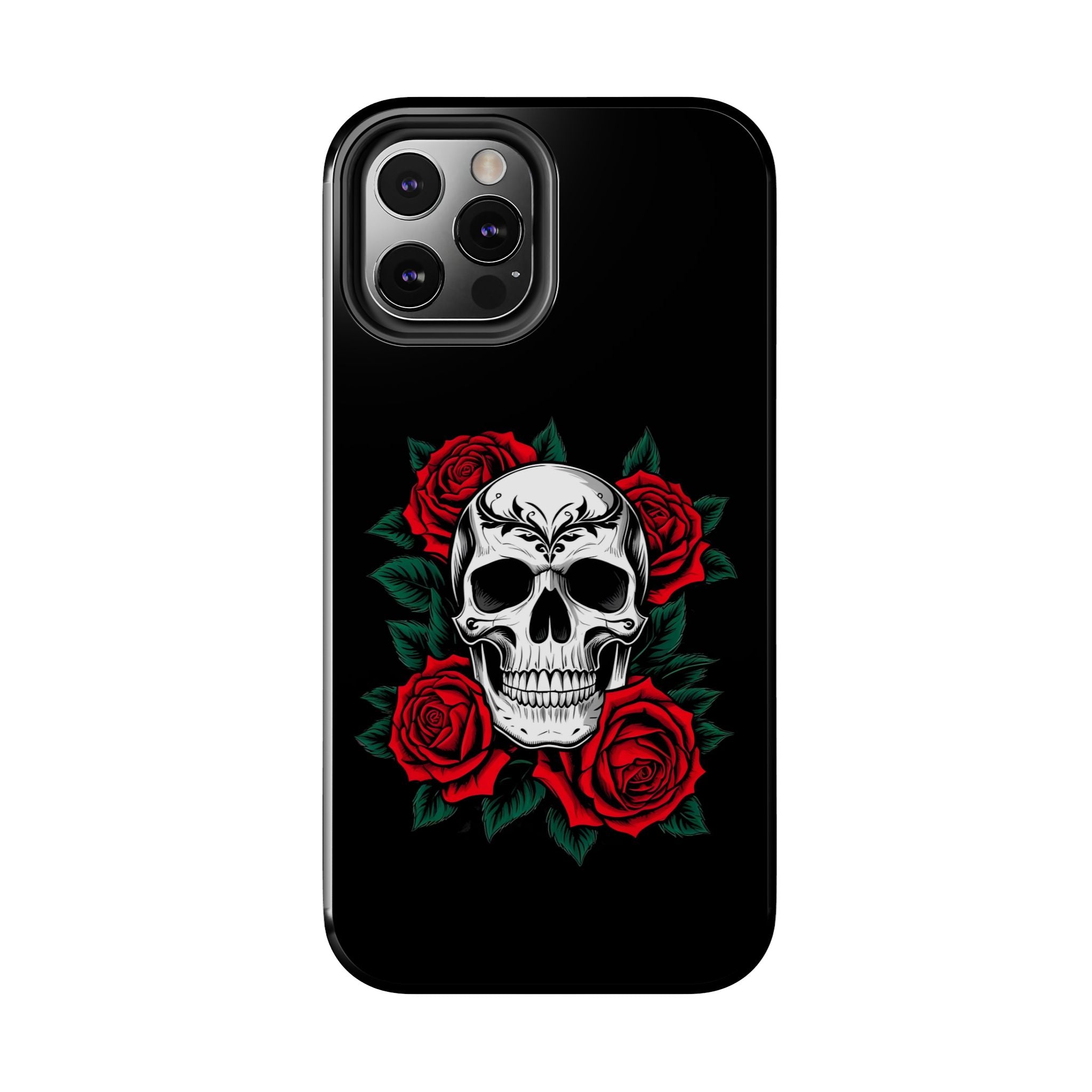 Skull and Roses Tough Phone Case — Durable Protective iPhone Cover with Vibrant Wing Design