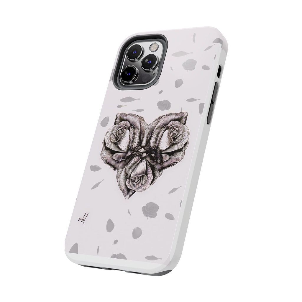 IPhone Phone Case Artistic Floral Tough Phone Cases - Heart Rose Design