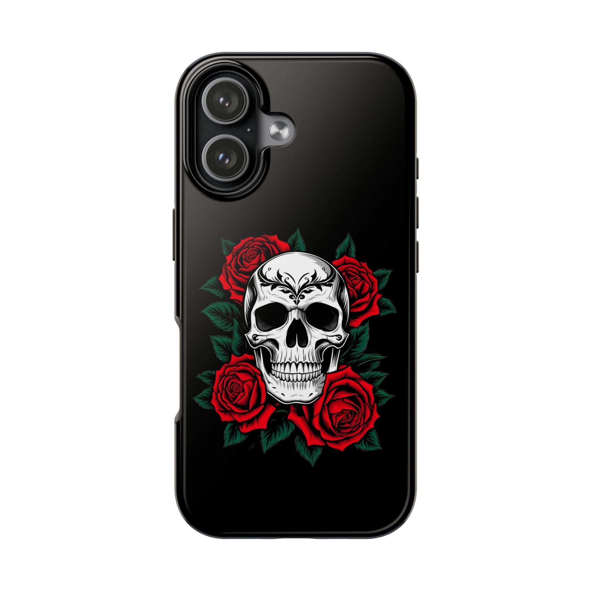 Skull and Roses Tough Phone Case — Durable Protective iPhone Cover with Vibrant Wing Design