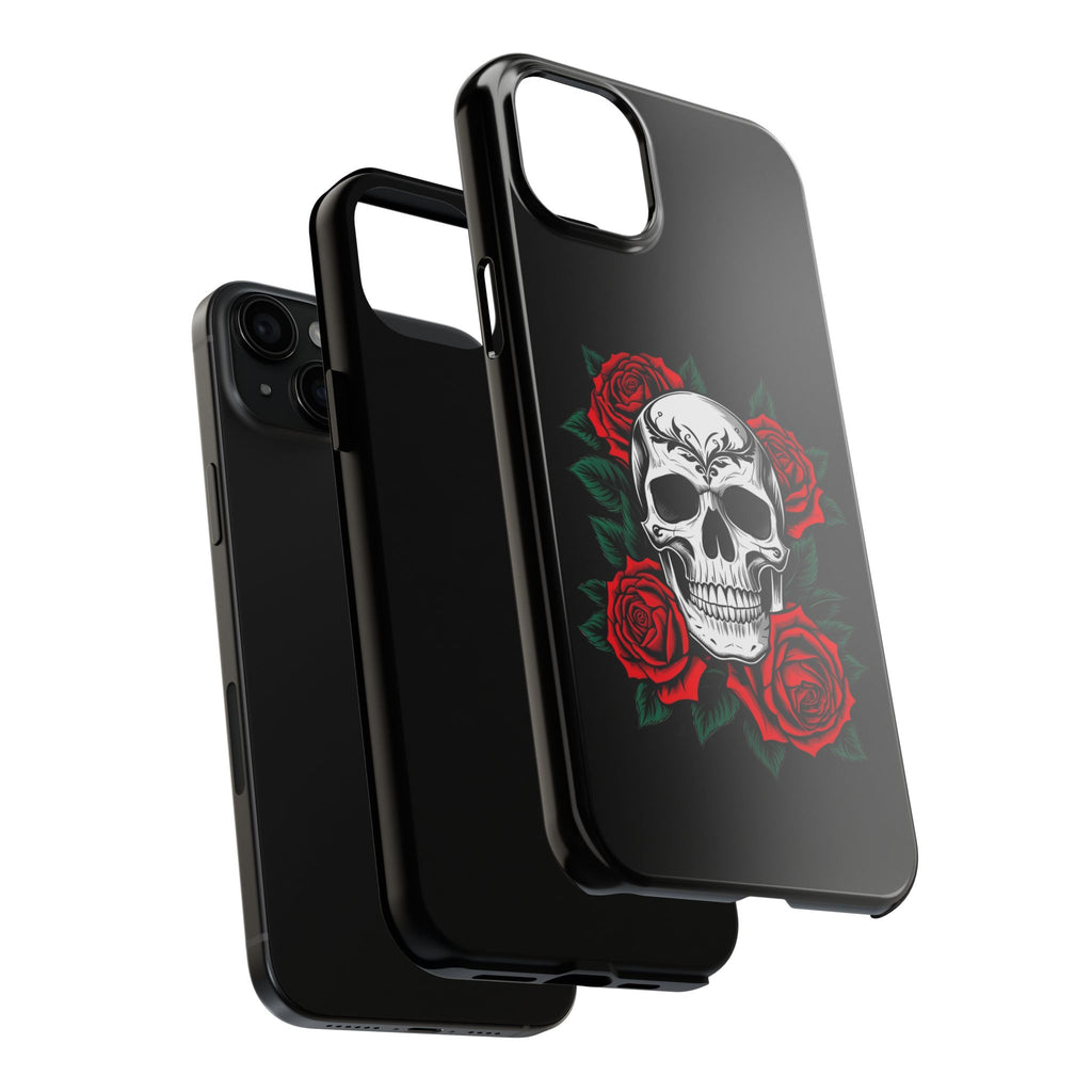 Skull and Roses Tough Phone Case — Durable Protective iPhone Cover with Vibrant Wing Design