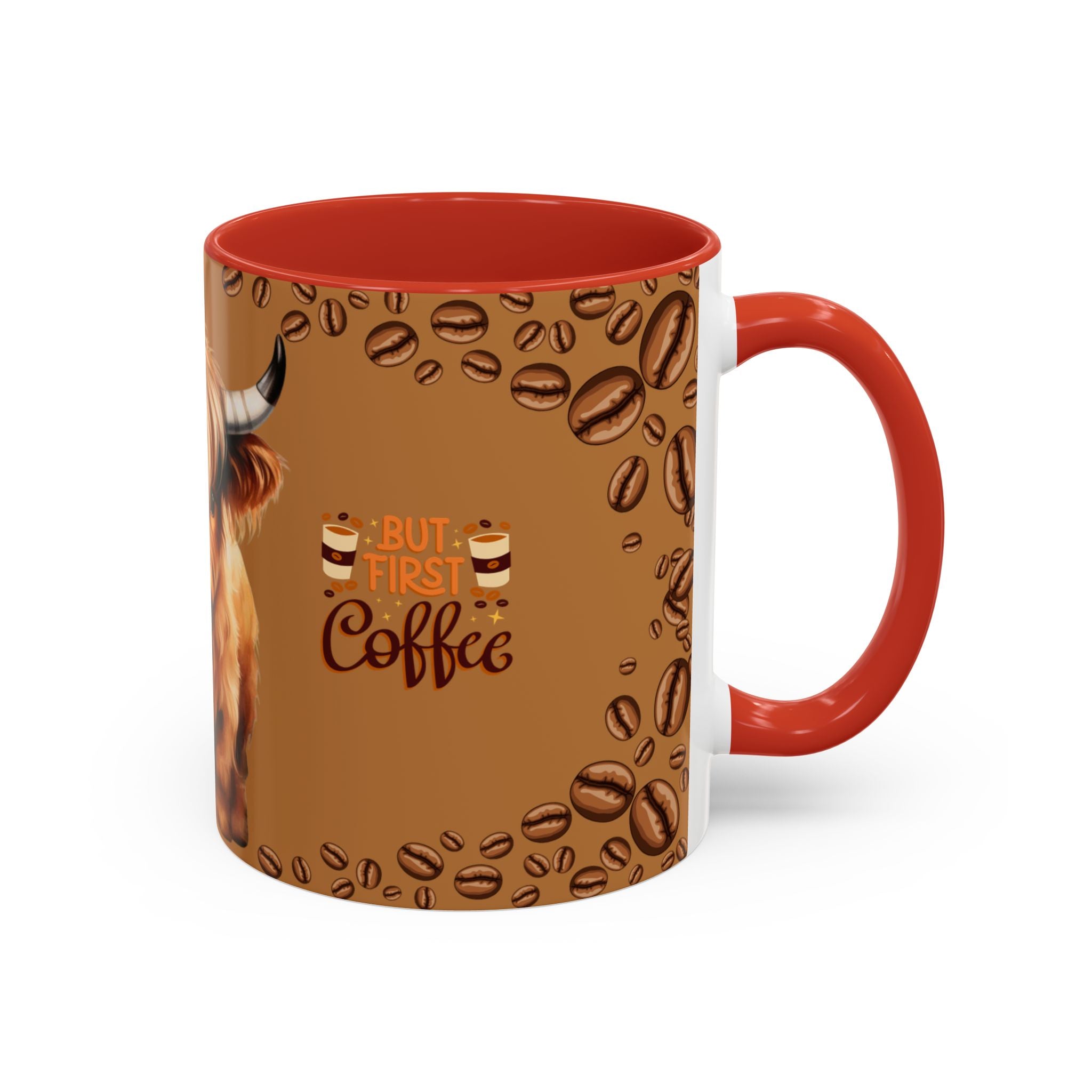 Highland Cow Coffee Mug — 'But First Coffee' Highland Cow Accent Mug (11/15oz)