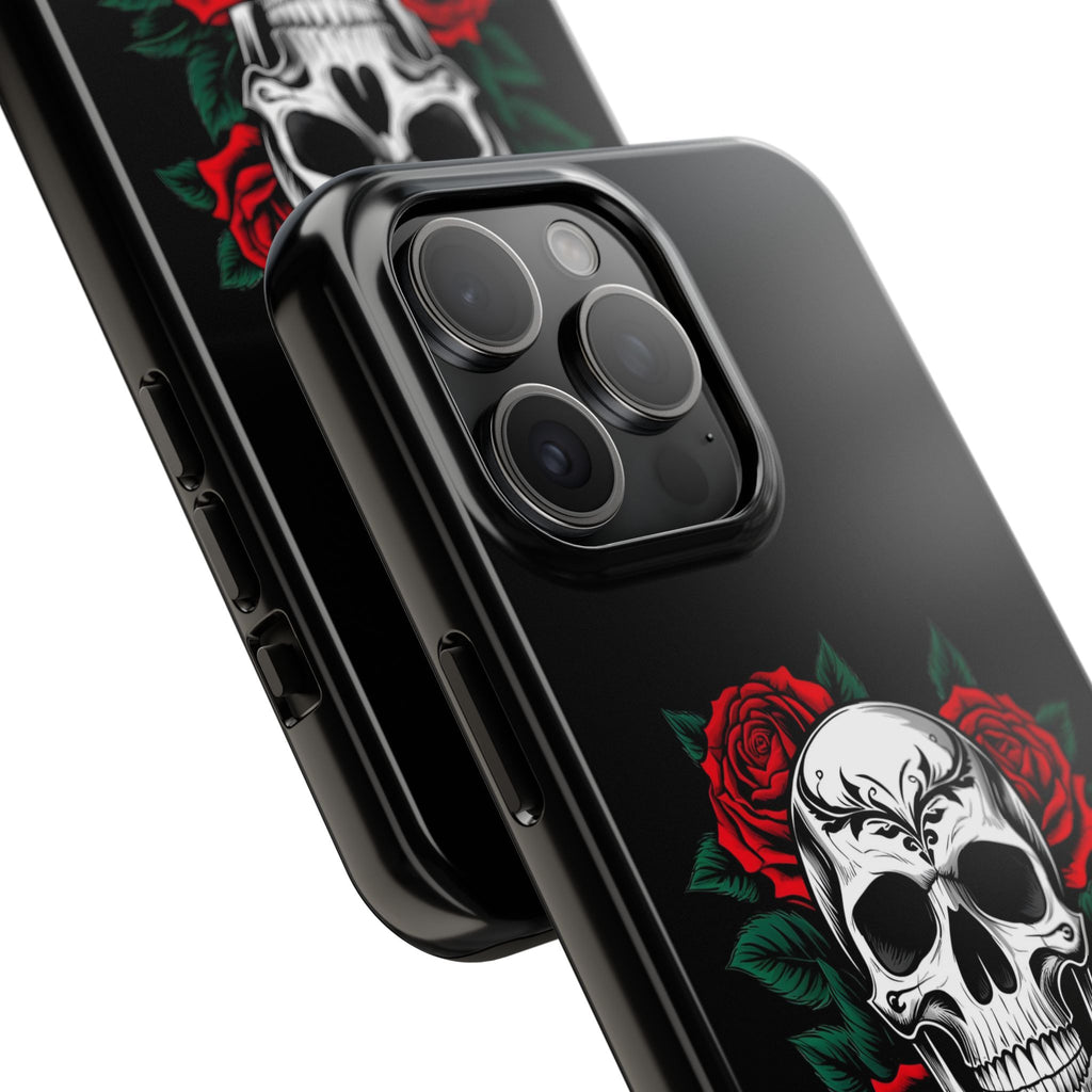 Skull and Roses Tough Phone Case — Durable Protective iPhone Cover with Vibrant Wing Design