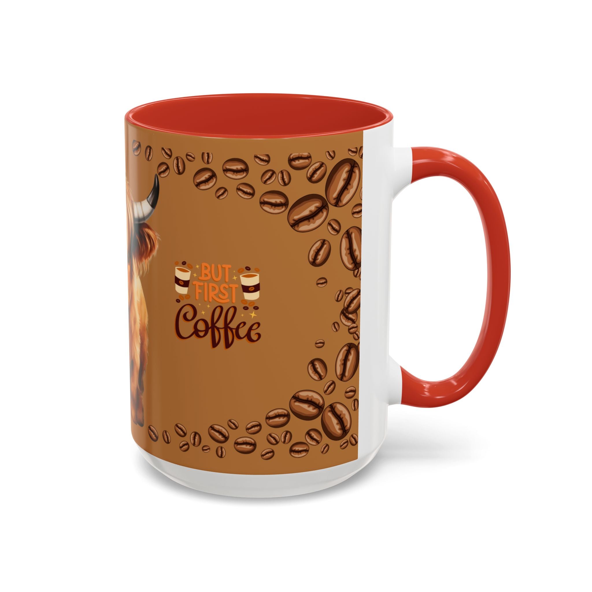 Highland Cow Coffee Mug — 'But First Coffee' Highland Cow Accent Mug (11/15oz)
