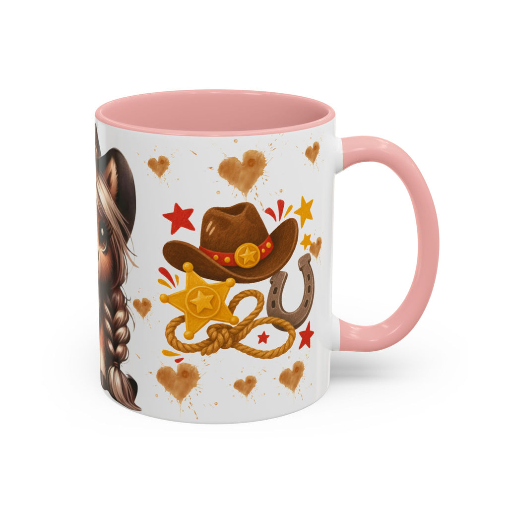 Cowgirl Pony Mug | Cute Western Horse Coffee Cup, Accent Black Handle
