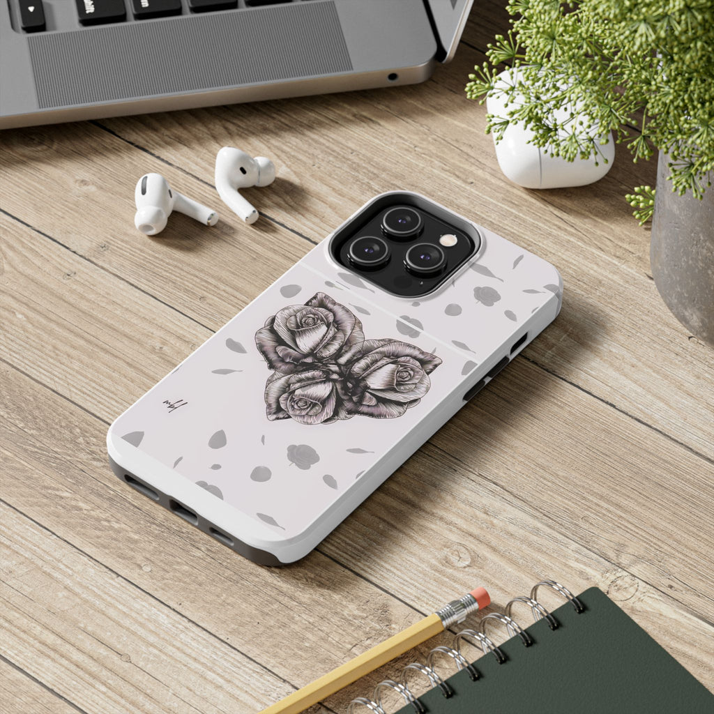 IPhone Phone Case Artistic Floral Tough Phone Cases - Heart Rose Design