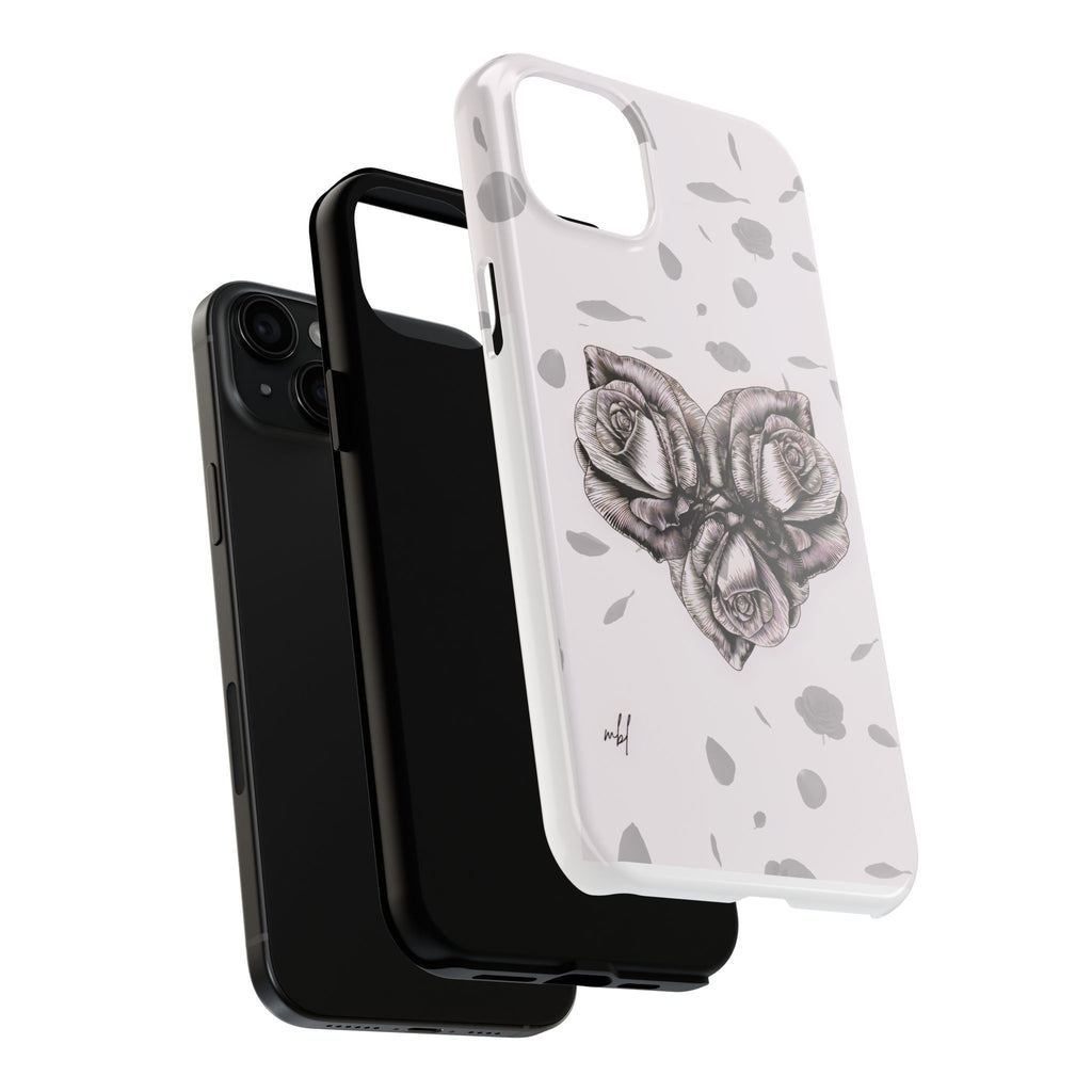 IPhone Phone Case Artistic Floral Tough Phone Cases - Heart Rose Design