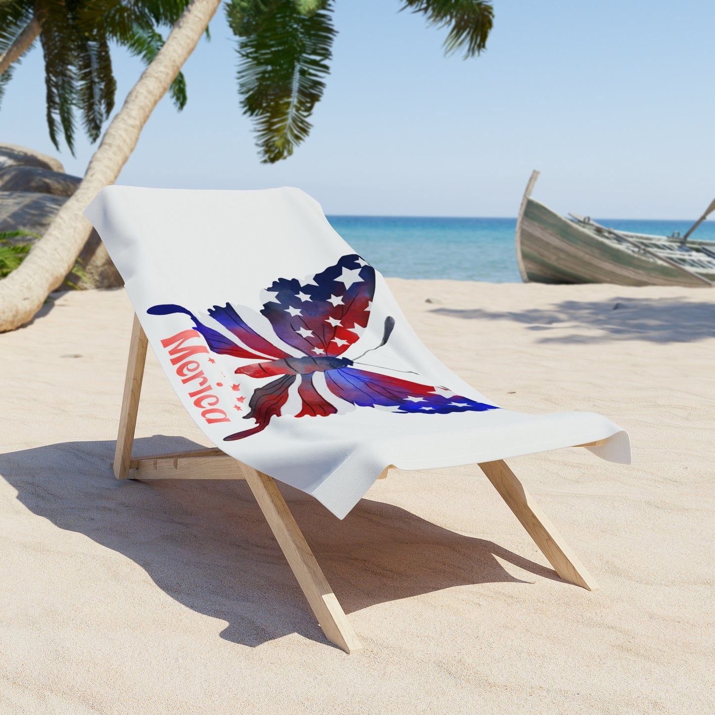 Show Off Your Pride for America - USA Butterfly USA Beach Towel Colors