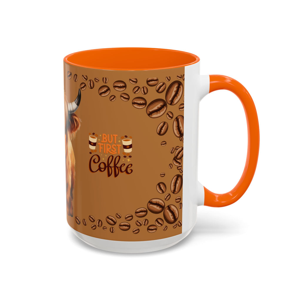 Highland Cow Coffee Mug — 'But First Coffee' Highland Cow Accent Mug (11/15oz)