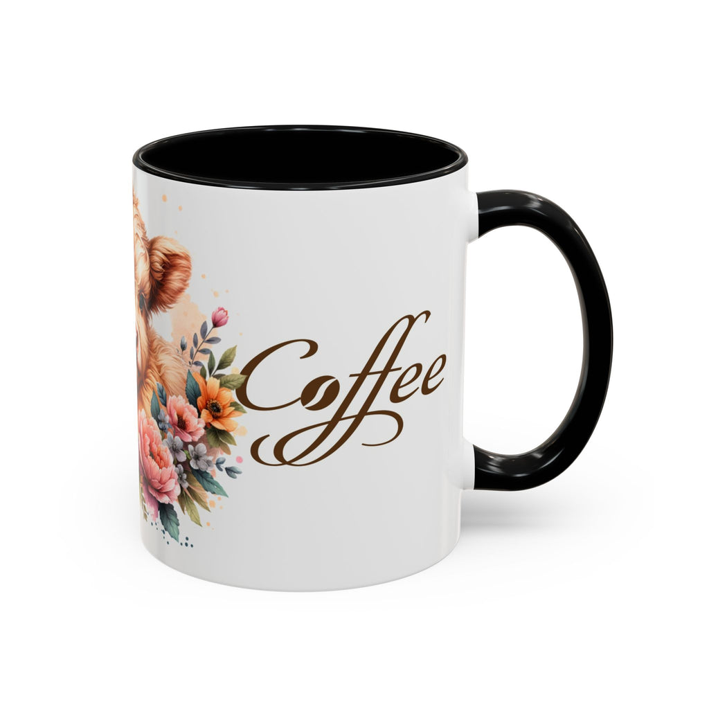 Cute Highland Cow Coffee Mug — Floral 'Coffee' Accent Mug (11/15oz)