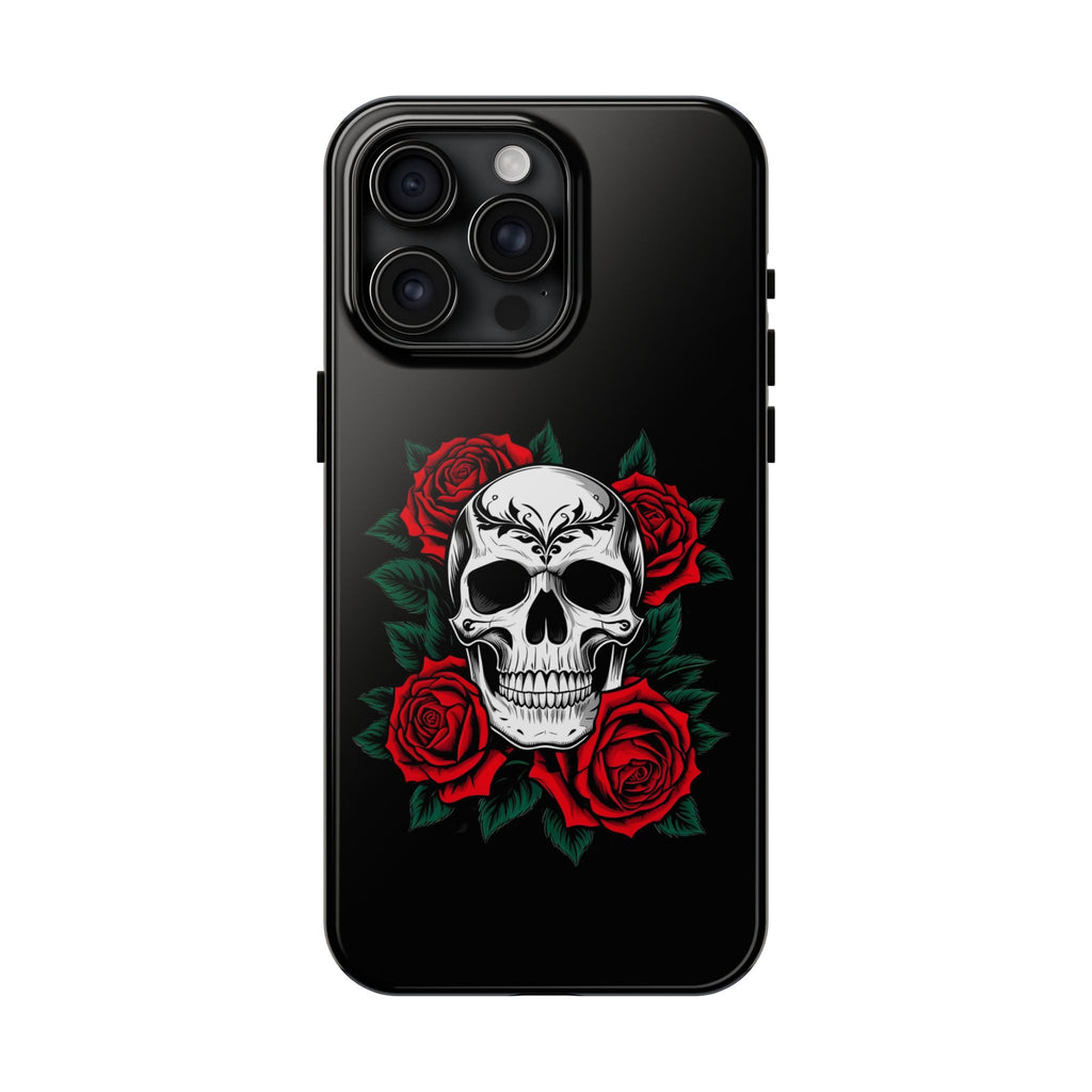Skull and Roses Tough Phone Case — Durable Protective iPhone Cover with Vibrant Wing Design