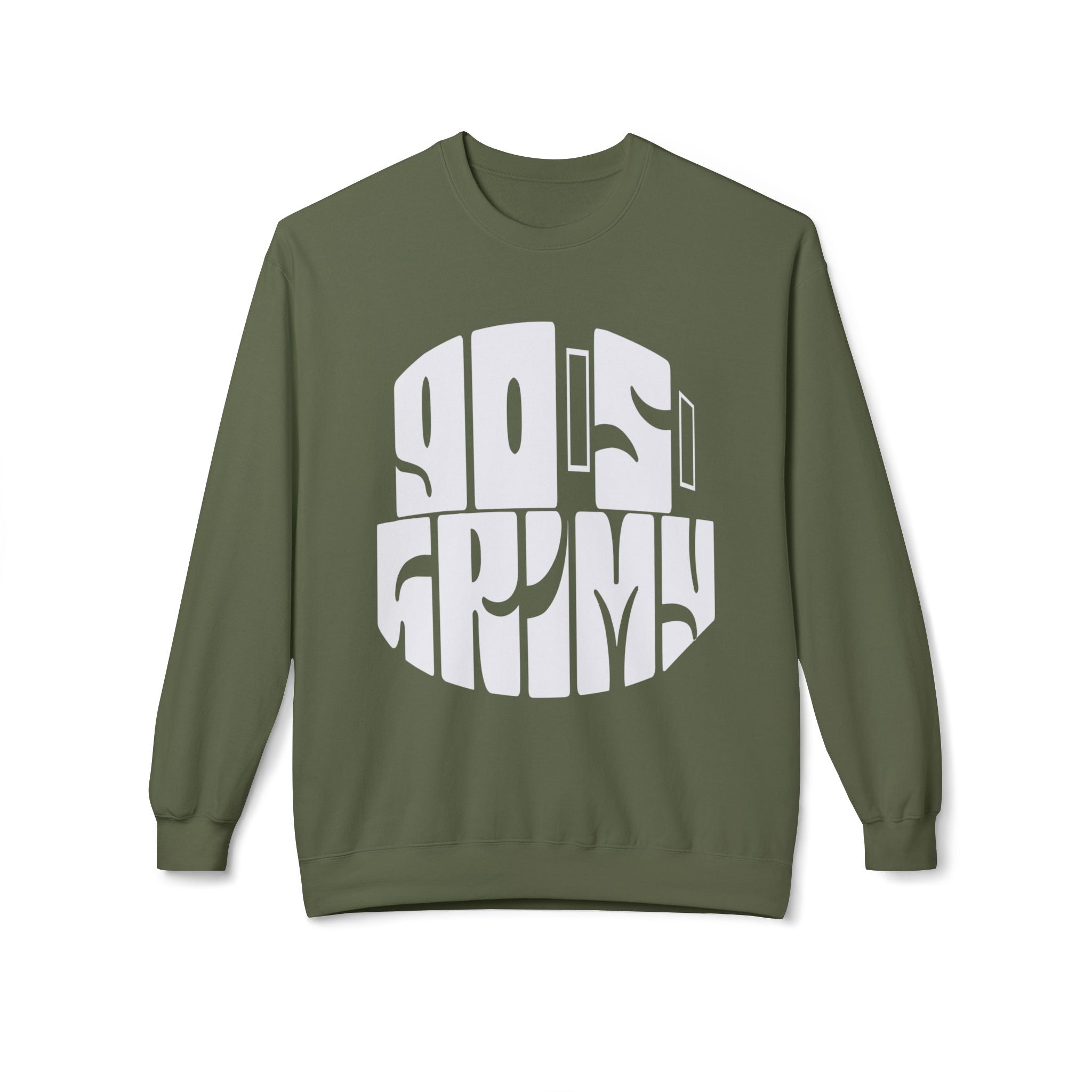 90s Grime Crewneck Sweatshirt — Retro Distorted Logo Pullover