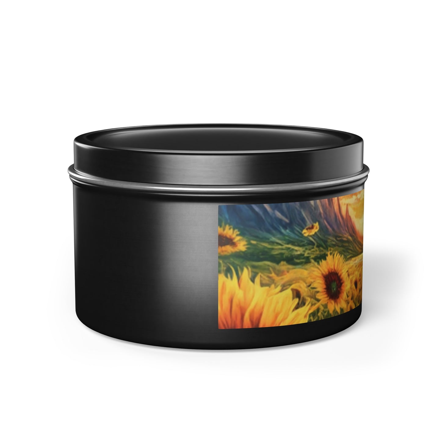 Beautiful Scented Sunflower Design Tin Candles