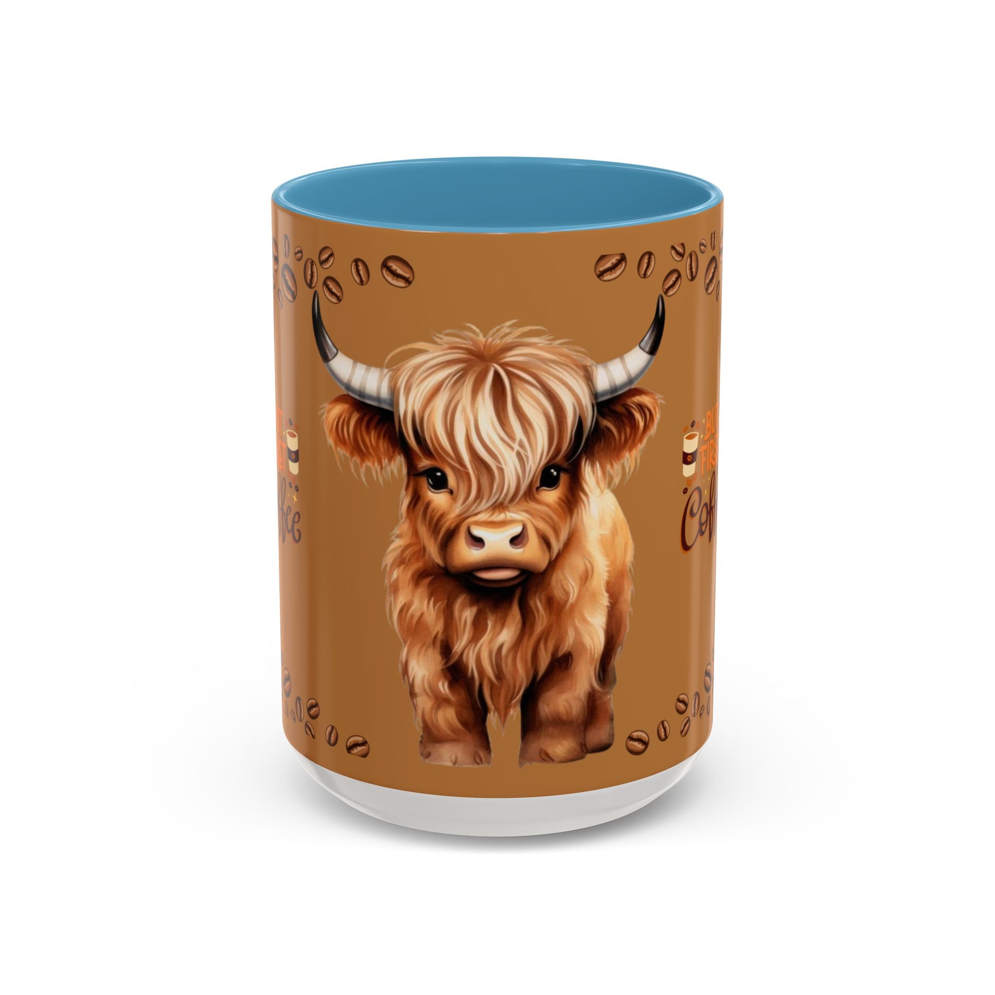 Highland Cow Coffee Mug — 'But First Coffee' Highland Cow Accent Mug (11/15oz)