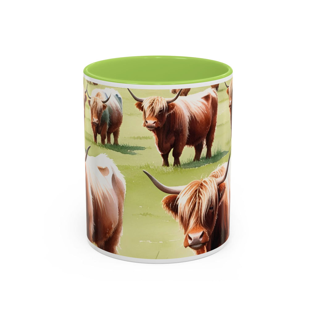 Highland Cow Accent Coffee Mug — Cute Rustic Cattle Farm Design (11/15 oz)