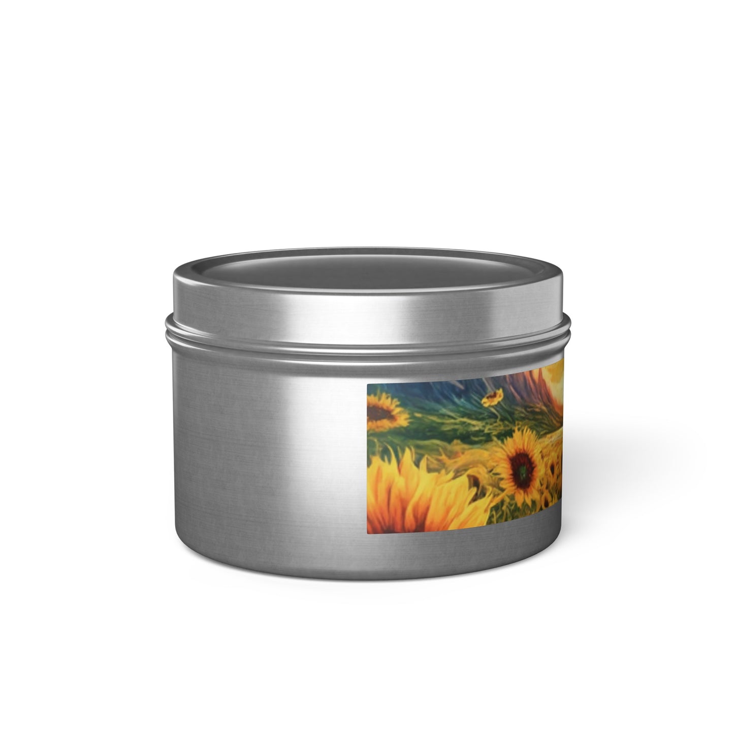 Beautiful Scented Sunflower Design Tin Candles