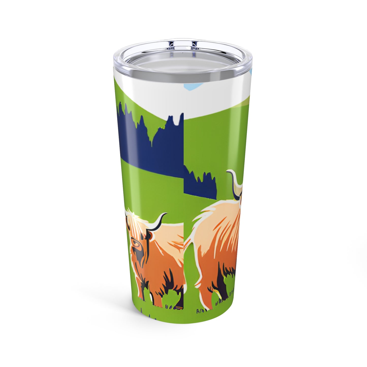 Insulated Travel Cup Highland Cow 20oz Tumbler with Scottish Farm Design