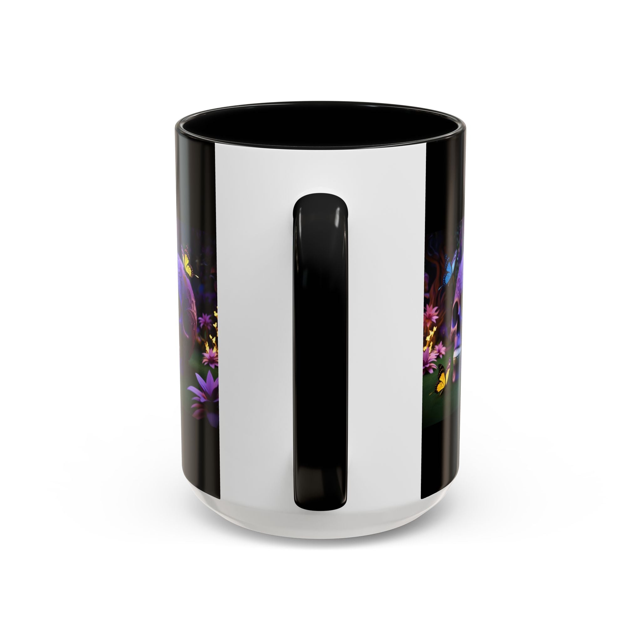 Purple Gothic Coffee Mug Butterfly Floral Skull Accent Cup