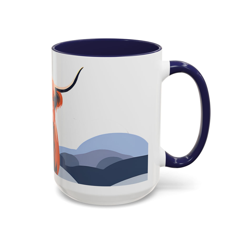 Highland Cow Accent Coffee Mug – Scenic Farmhouse Tea & Coffee Cup (11/15 oz)