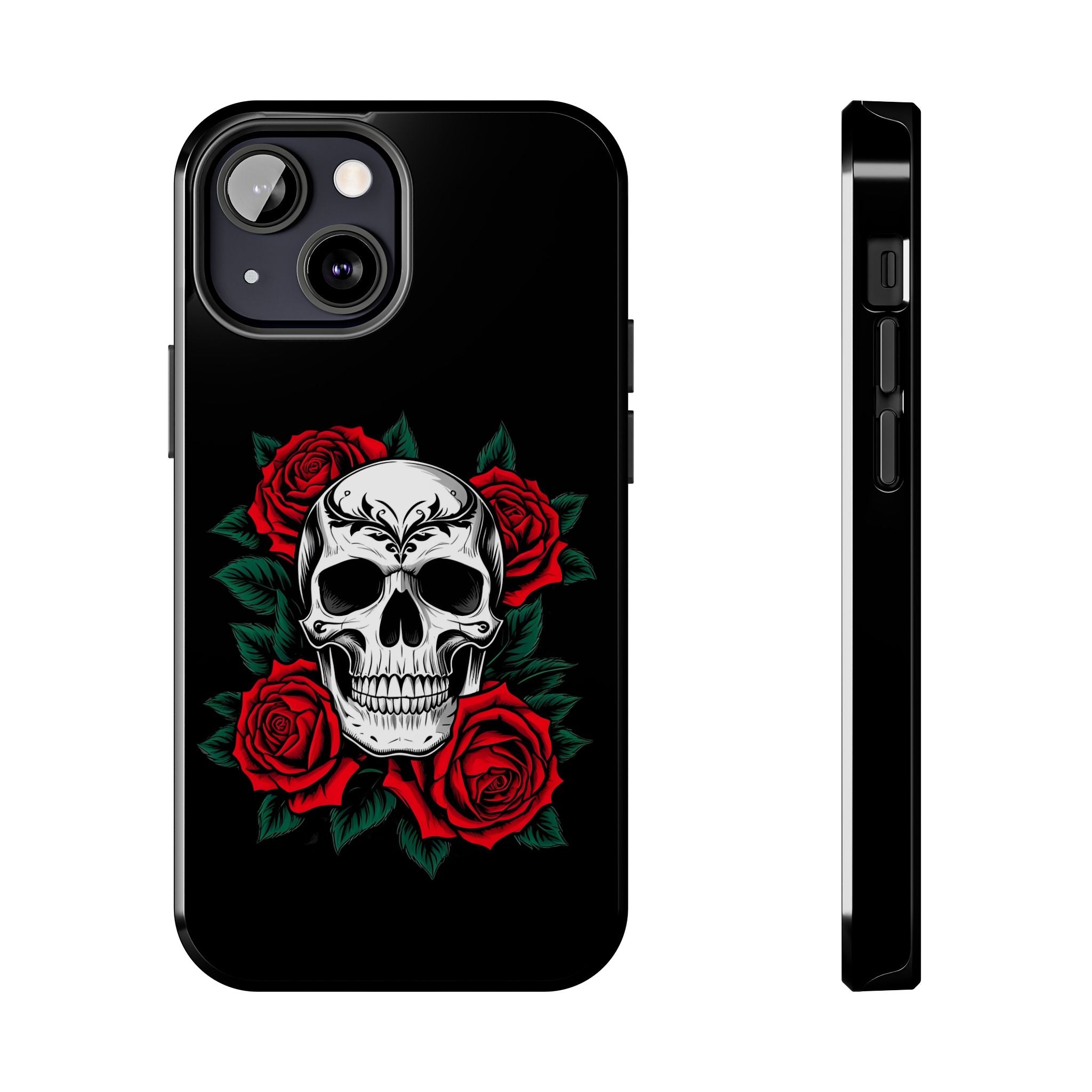 Skull and Roses Tough Phone Case — Durable Protective iPhone Cover with Vibrant Wing Design