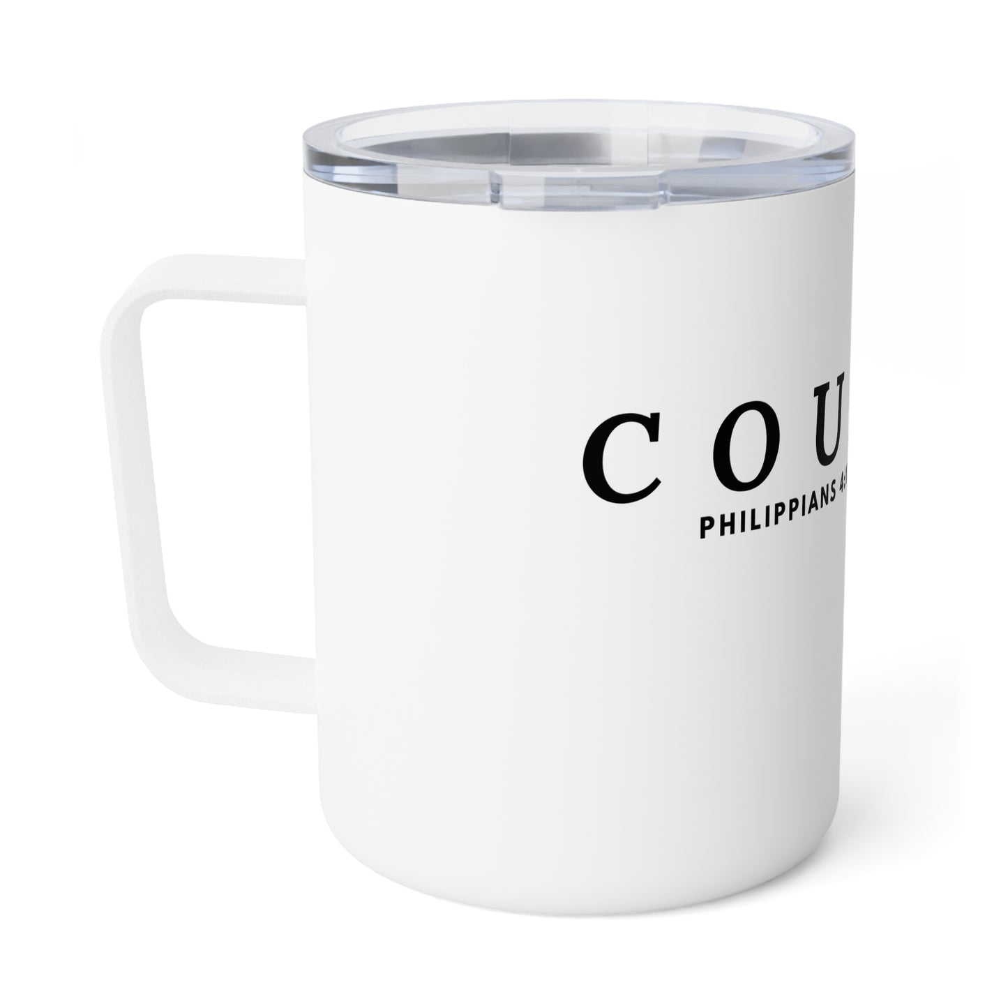 Inspirational Insulated Coffee Mug | Courage Philippians 4:13 | Perfect for Gifts, Motivational, Home Office, Travel, Tea Lovers