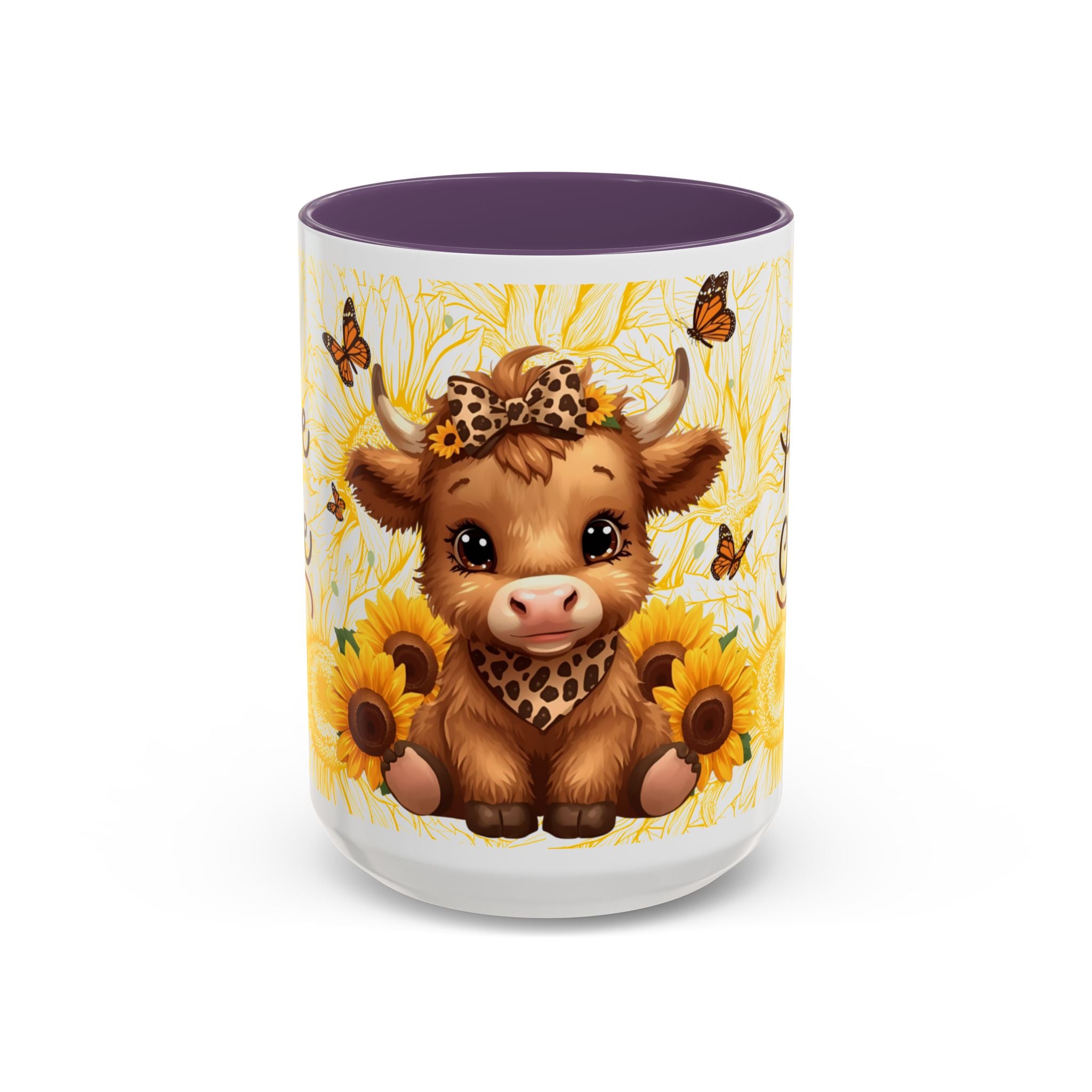 Highland Cow Cup Cute Sunflower Coffee Mug 11 and 15oz Size