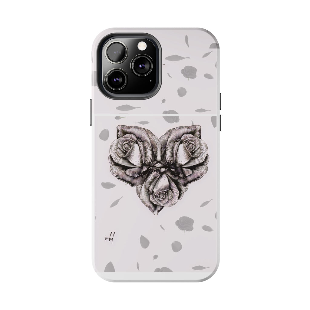 IPhone Phone Case Artistic Floral Tough Phone Cases - Heart Rose Design
