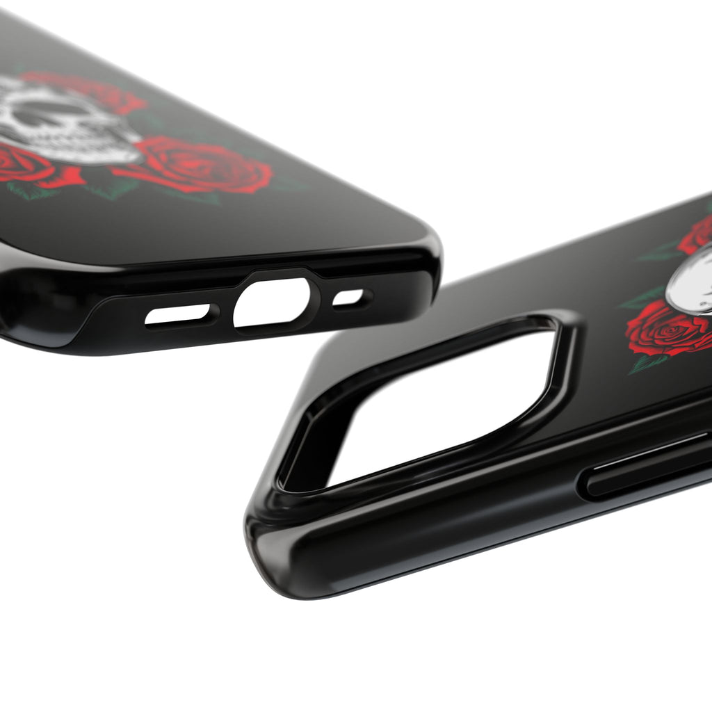 Skull and Roses Tough Phone Case — Durable Protective iPhone Cover with Vibrant Wing Design