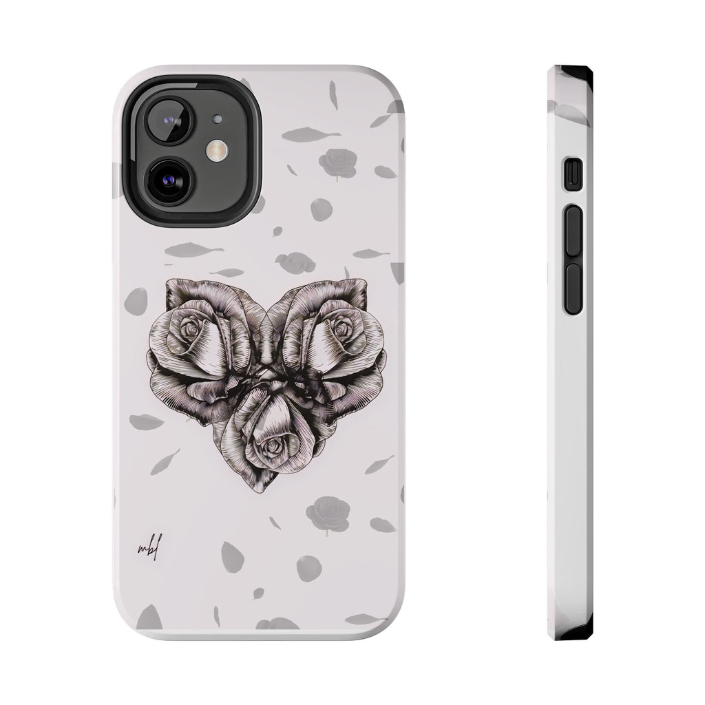IPhone Phone Case Artistic Floral Tough Phone Cases - Heart Rose Design
