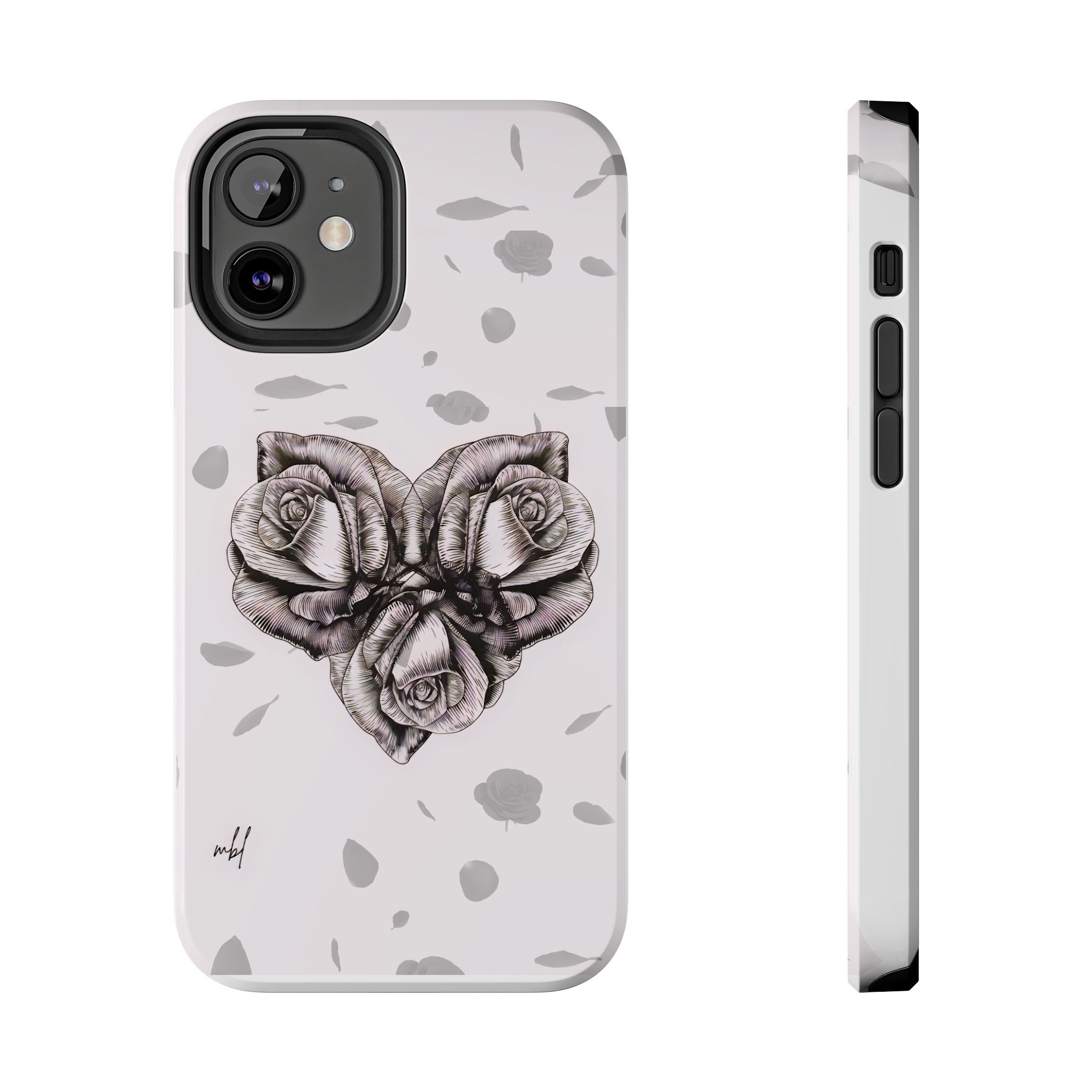 IPhone Phone Case Artistic Floral Tough Phone Cases - Heart Rose Design