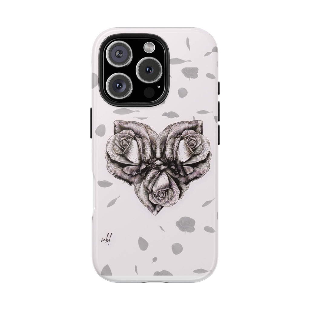 IPhone Phone Case Artistic Floral Tough Phone Cases - Heart Rose Design