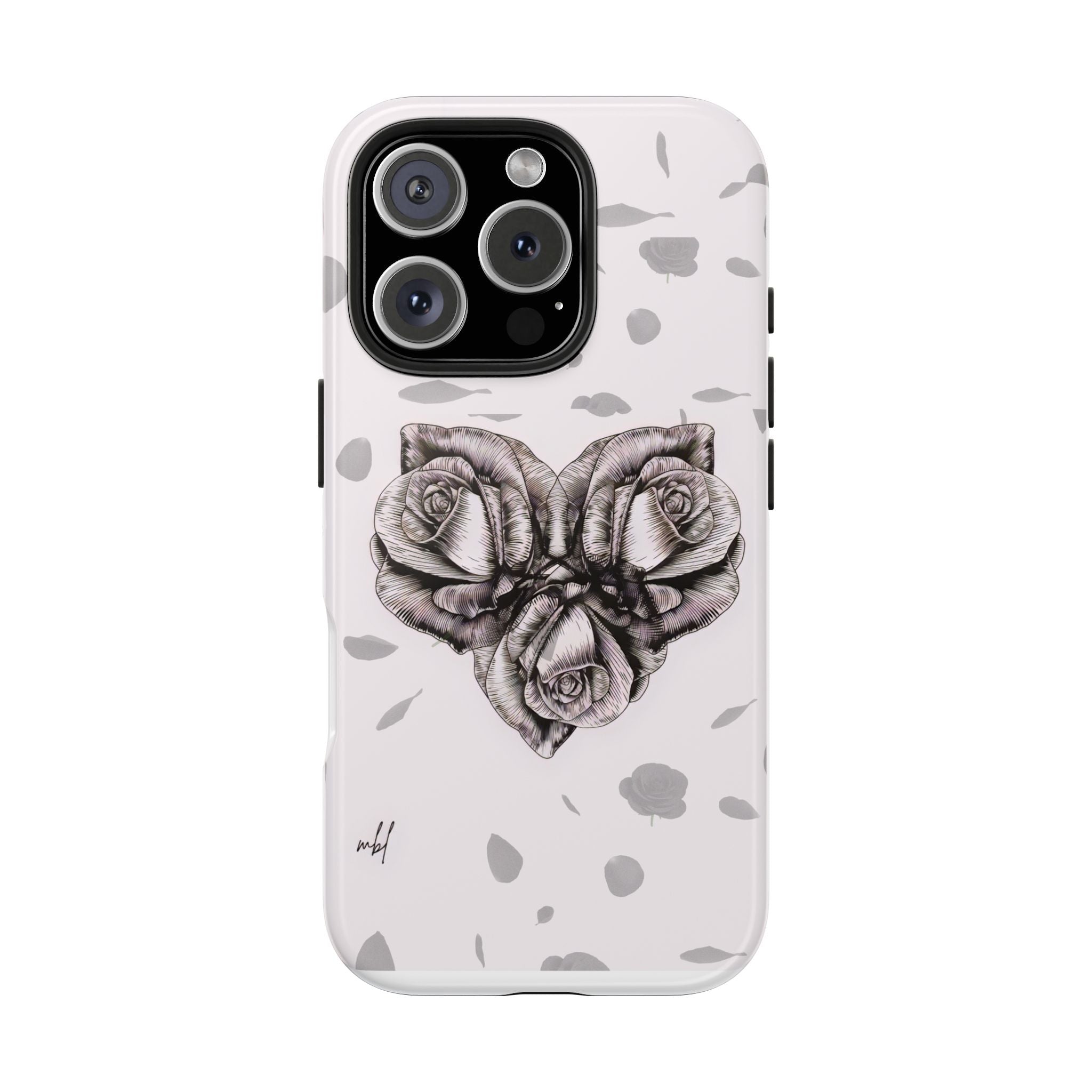 IPhone Phone Case Artistic Floral Tough Phone Cases - Heart Rose Design